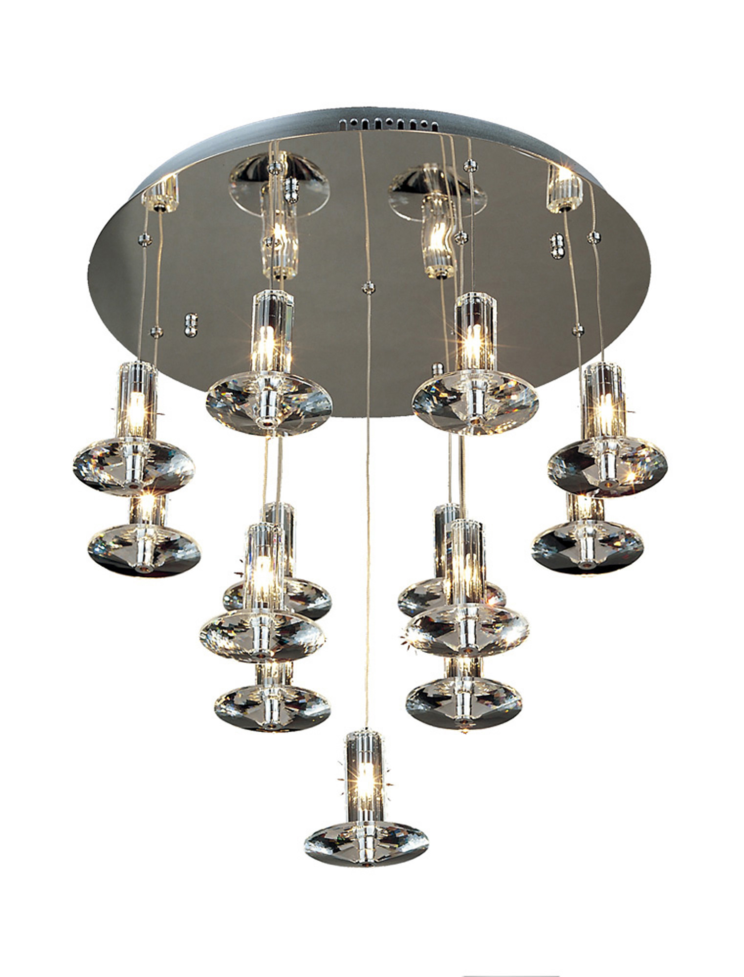 Troy Crystal Ceiling Lights Diyas Multiple Crystal Pendants